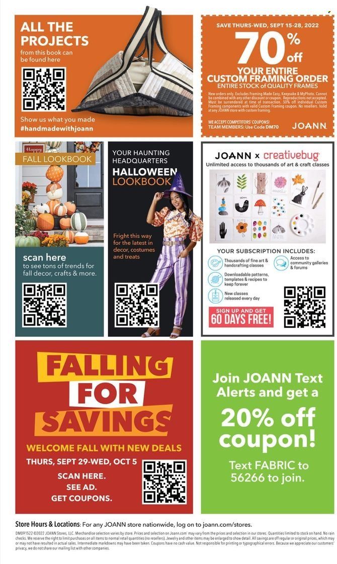 JOANN Weekly Ad Flyer Specials September 15 to September 28, 2022