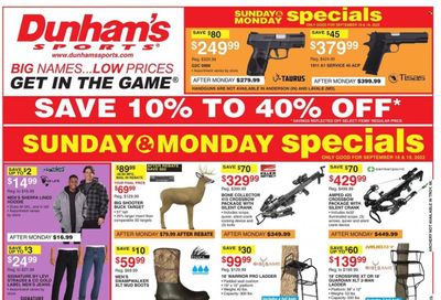 Dunham's Sports Weekly Ad Flyer Specials September 17 to September 22, 2022