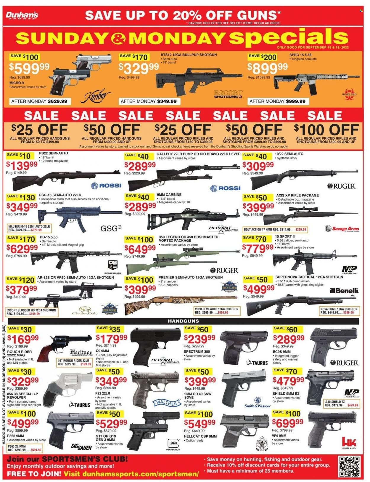 Dunham's Sports Weekly Ad Flyer Specials September 17 to September 22, 2022