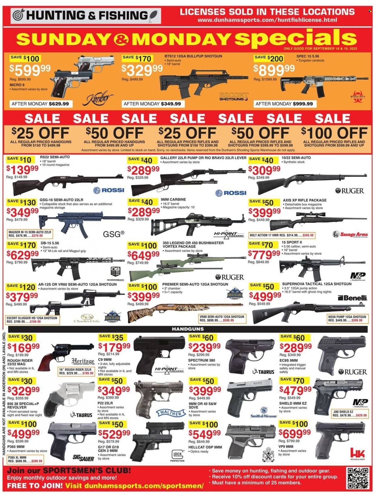 Dunham's Sports (MI) Weekly Ad Flyer Specials September 17 to September 22, 2022