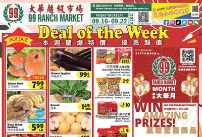 99 Ranch Market (92, CA) Weekly Ad Flyer Specials September 16 to September 22, 2022