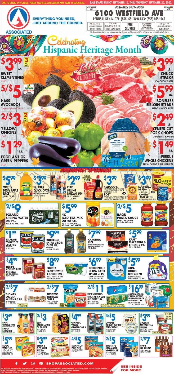 Associated Supermarkets (NY) Weekly Ad Flyer Specials September 16 to September 22, 2022