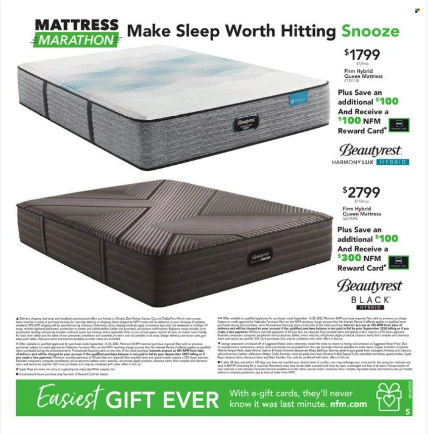 Nebraska Furniture Mart (IA, KS, NE, TX) Weekly Ad Flyer Specials September 16 to September 20, 2022