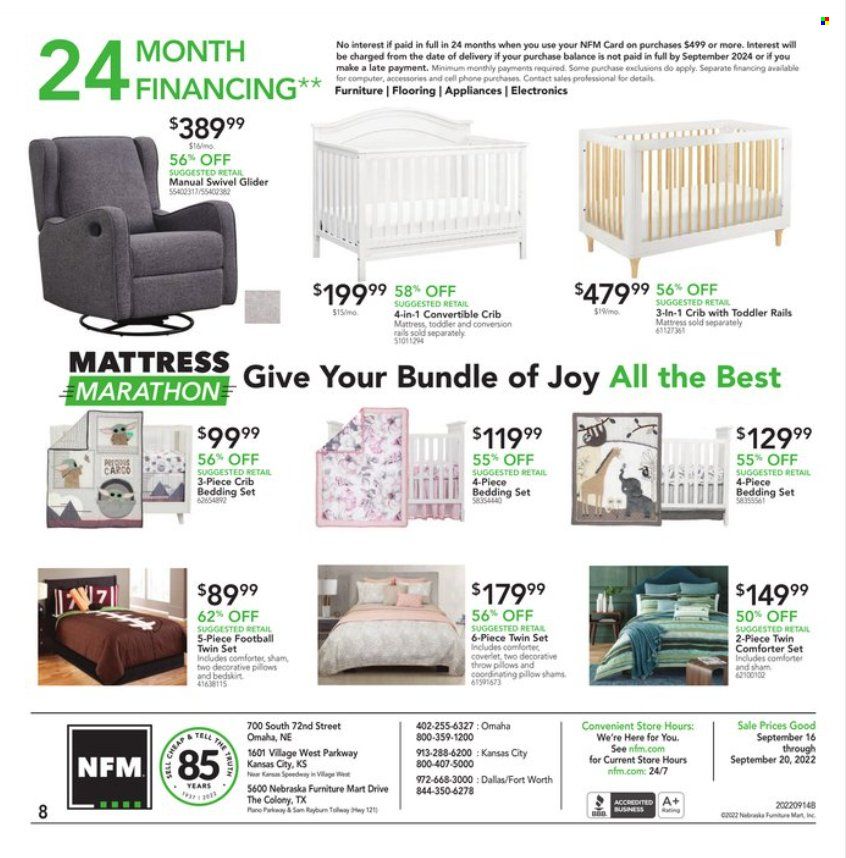 Nebraska Furniture Mart (IA, KS, NE, TX) Weekly Ad Flyer Specials September 16 to September 20, 2022