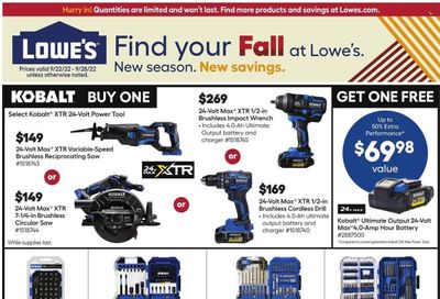 Lowe's Weekly Ad Flyer Specials September 22 to September 28, 2022