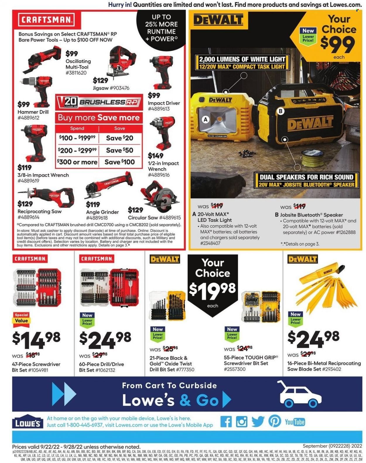 Lowe's Weekly Ad Flyer Specials September 22 to September 28, 2022