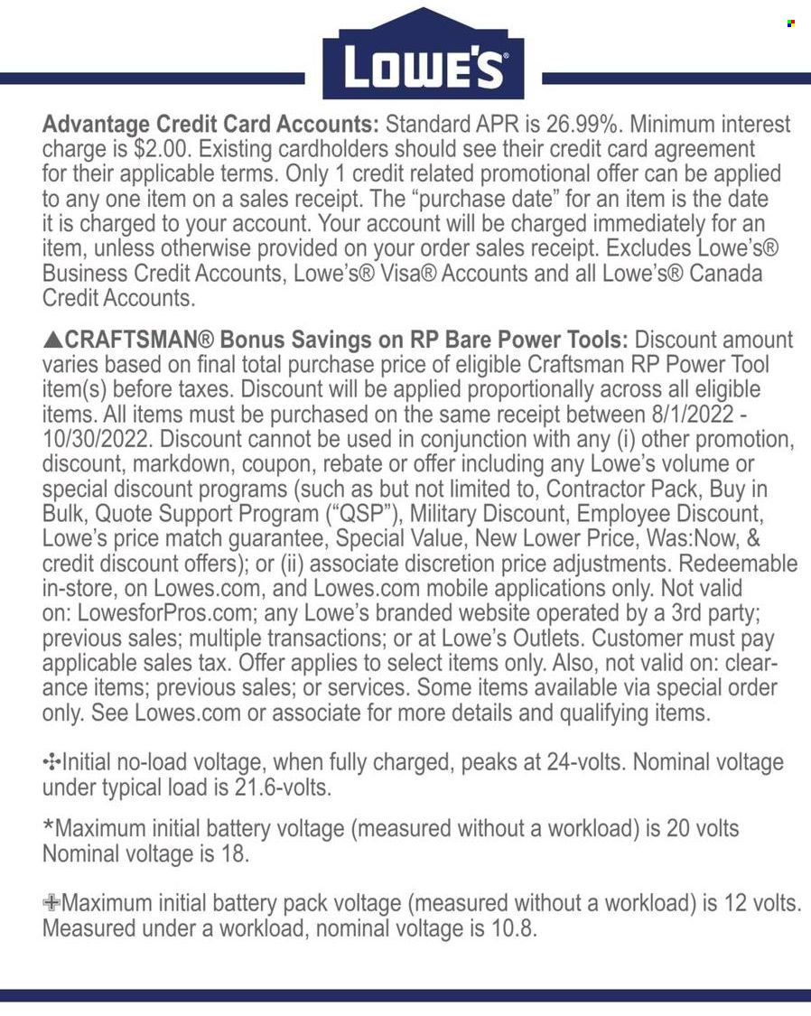 Lowe's Weekly Ad Flyer Specials September 22 to September 28, 2022
