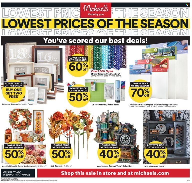 Michaels Weekly Ad Flyer Specials September 21 to October 1, 2022