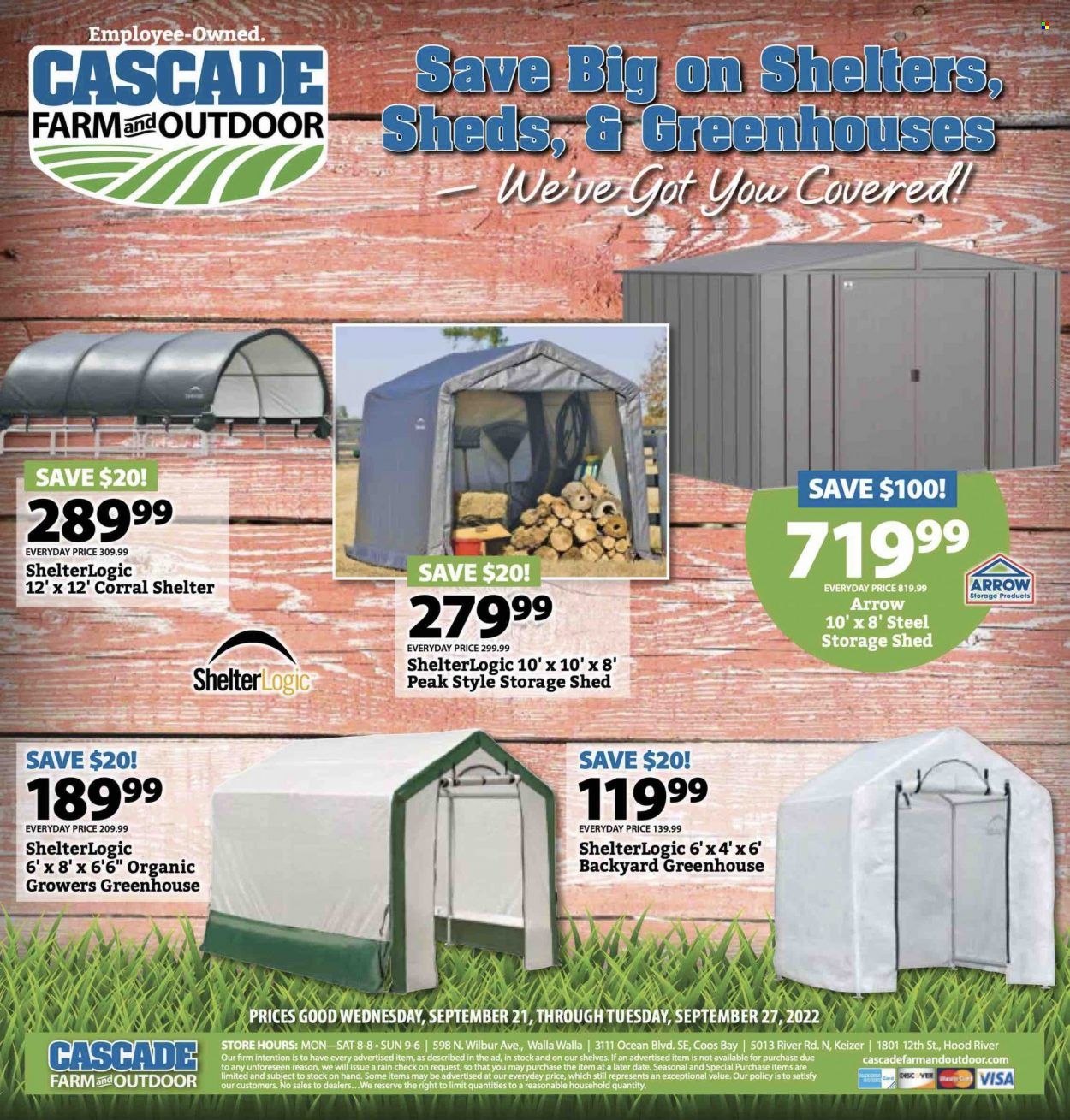 Cascade Farm And Outdoor (OR, WA) Weekly Ad Flyer Specials September 21 to September 27, 2022