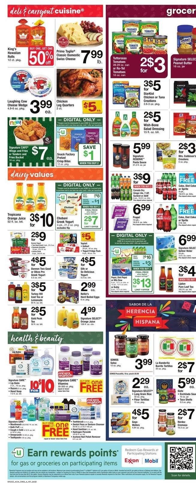 ACME (DE, NJ, NY, PA) Weekly Ad Flyer Specials September 23 to September 29, 2022