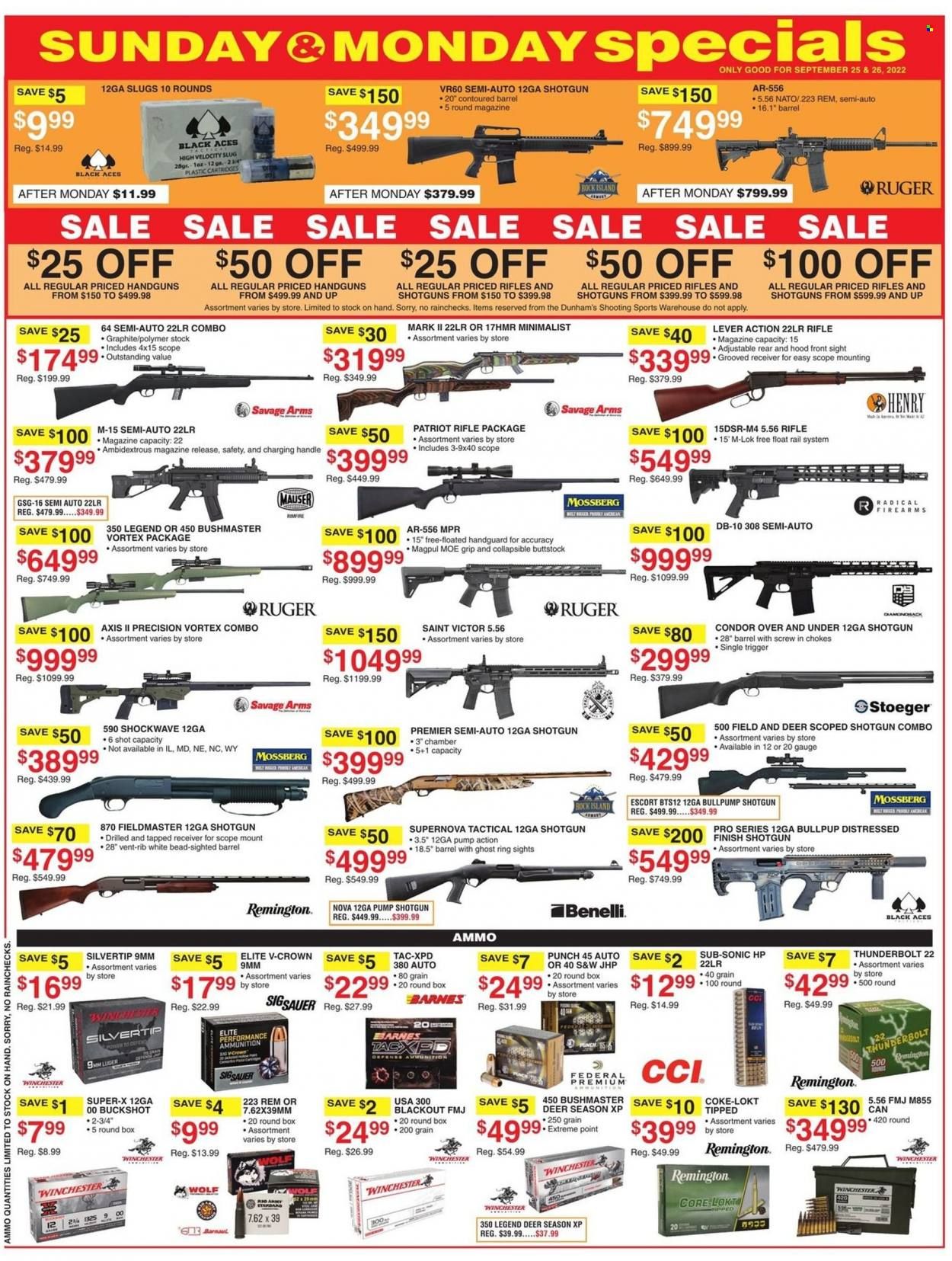 Dunham's Sports (MI, PA, WI) Weekly Ad Flyer Specials September 24 to September 29, 2022