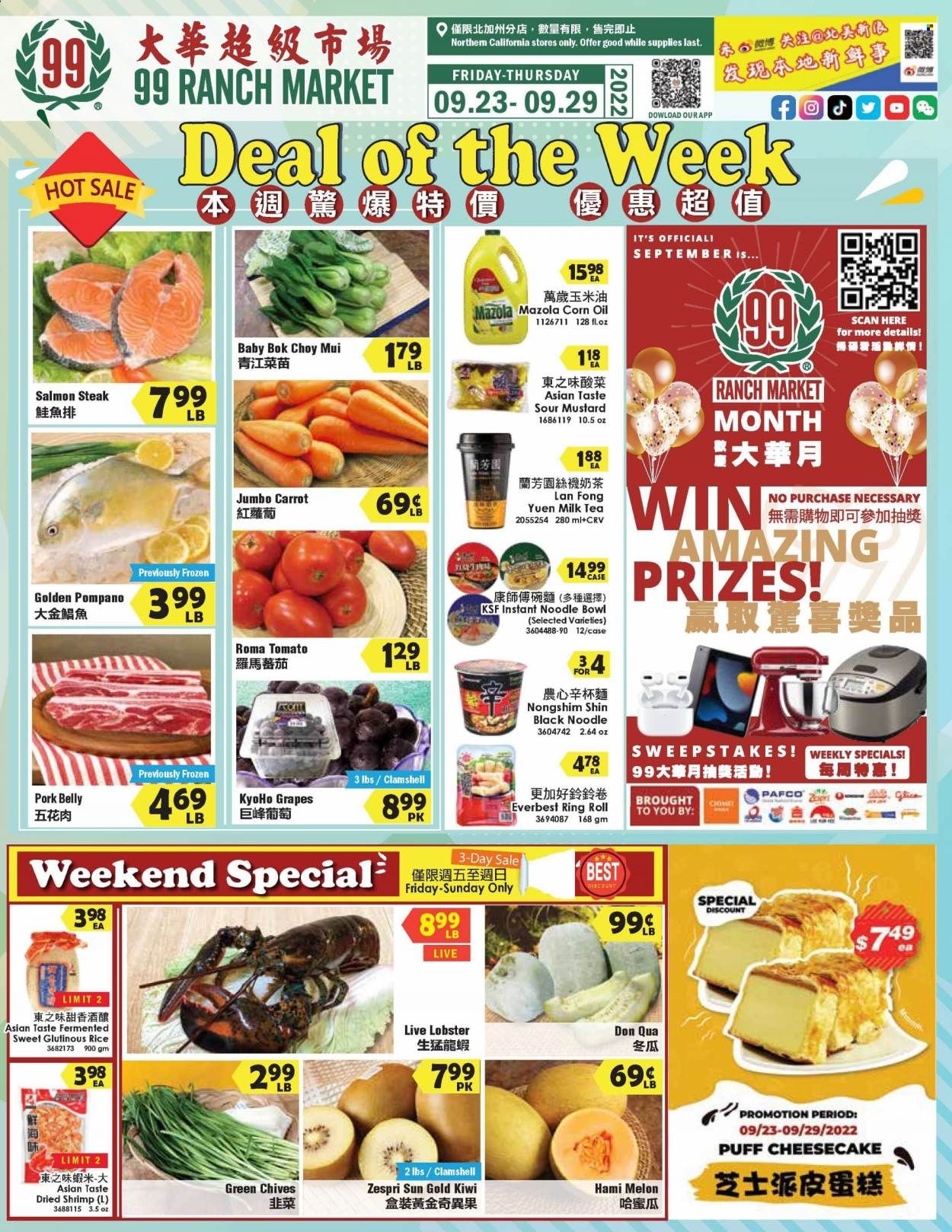 99 Ranch Market (92, CA) Weekly Ad Flyer Specials September 23 to September 29, 2022