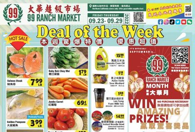99 Ranch Market (92, CA) Weekly Ad Flyer Specials September 23 to September 29, 2022