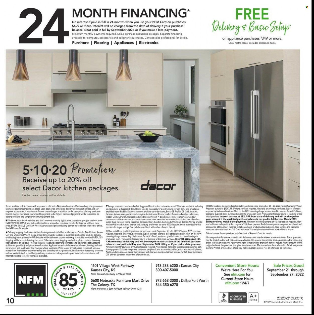 Nebraska Furniture Mart (IA, KS, NE, TX) Weekly Ad Flyer Specials September 21 to September 27, 2022