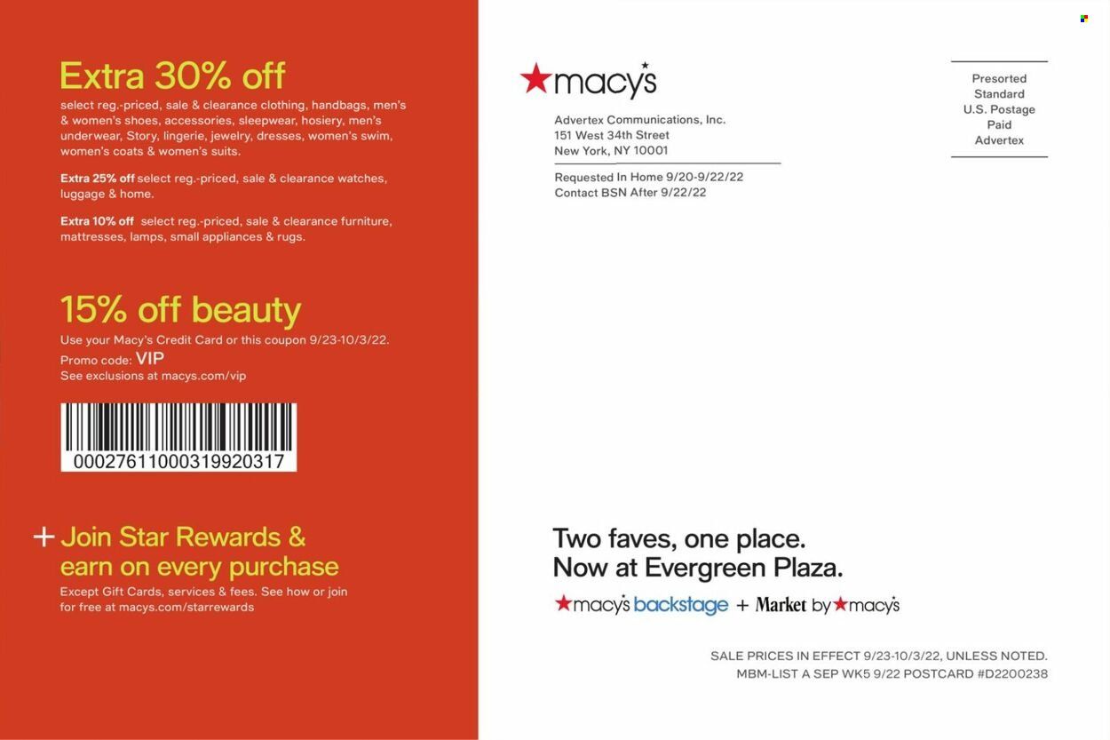Macy's Weekly Ad Flyer Specials September 23 to October 3, 2022