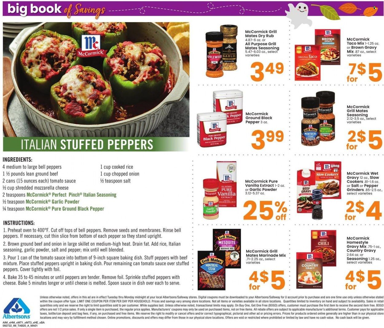 Albertsons (CA, ID, LA, MT, OR, TX, WA) Weekly Ad Flyer Specials September 27 to October 31, 2022