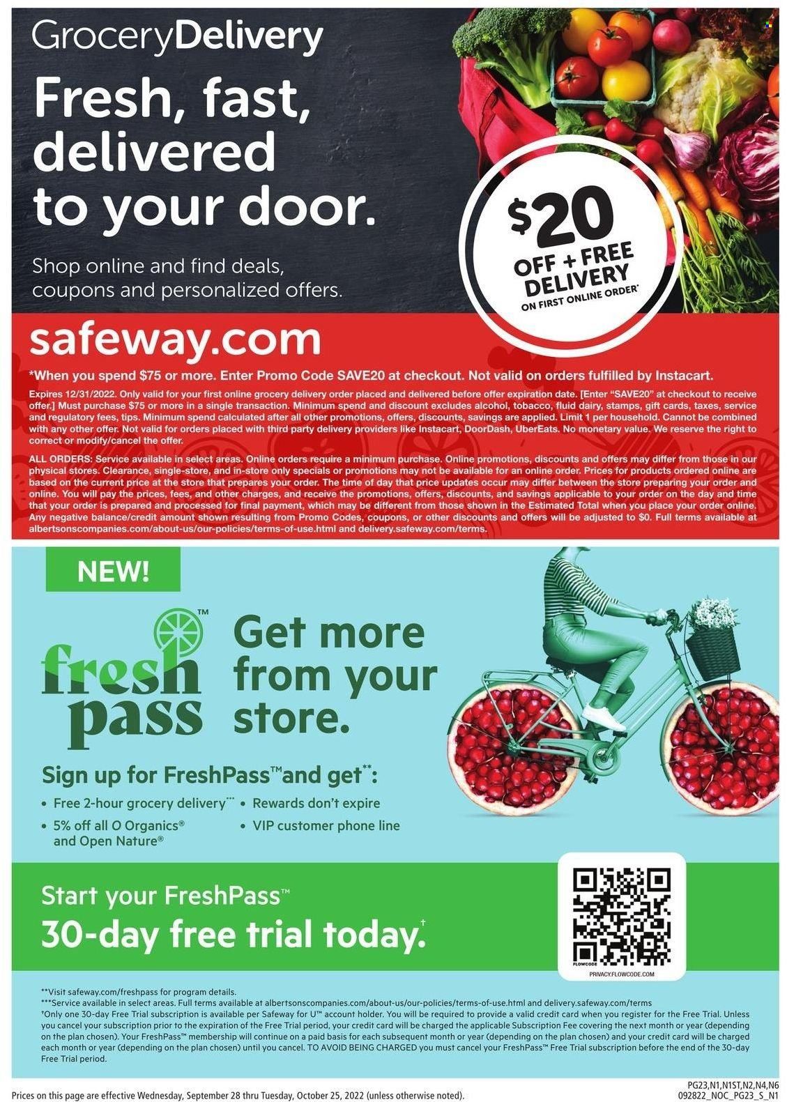 Safeway (CA, HI, OR, WA) Weekly Ad Flyer Specials September 28 to October 25, 2022