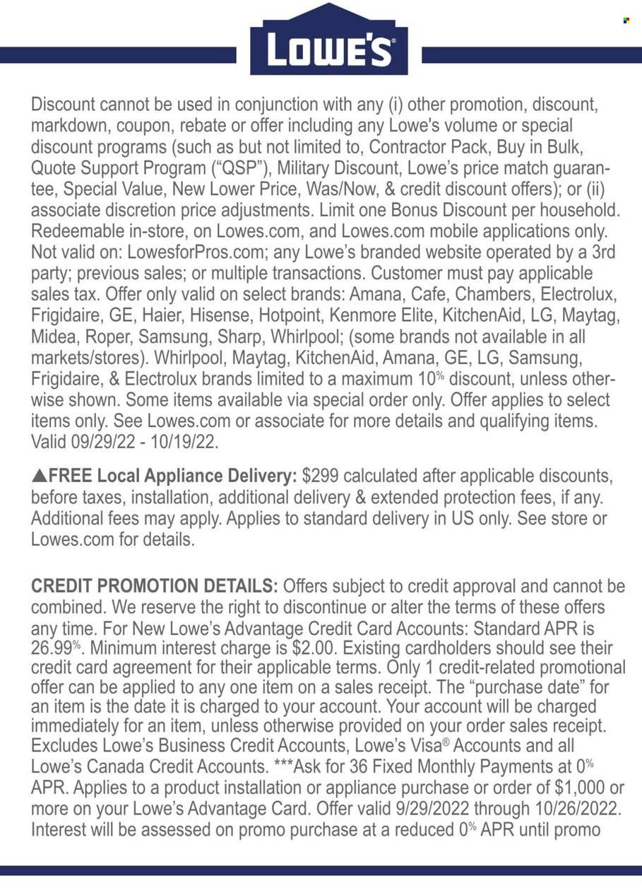 Lowe's Weekly Ad Flyer Specials September 29 to October 5, 2022