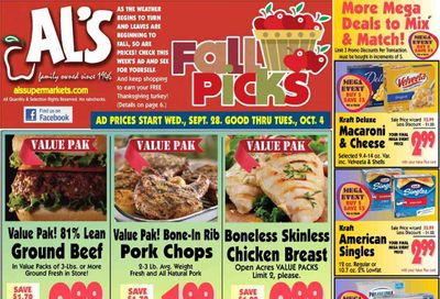 Al's Supermarket (IN) Weekly Ad Flyer Specials September 28 to October 4, 2022