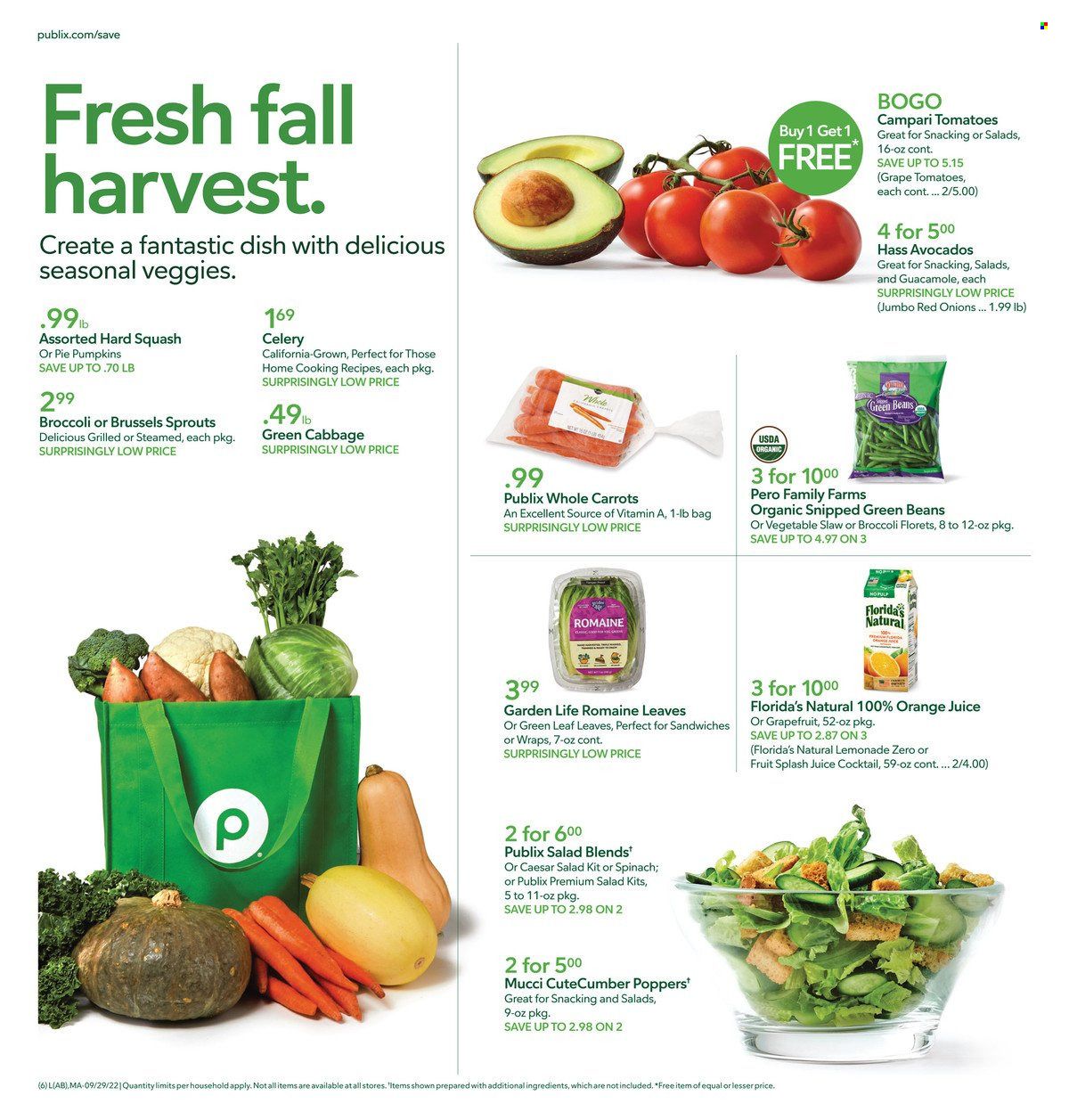 Publix (AL, FL, GA, NC, SC, TN) Weekly Ad Flyer Specials September 29 to October 5, 2022