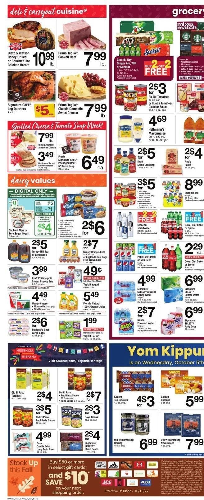 ACME (DE, NJ, NY, PA) Weekly Ad Flyer Specials September 30 to October 6, 2022