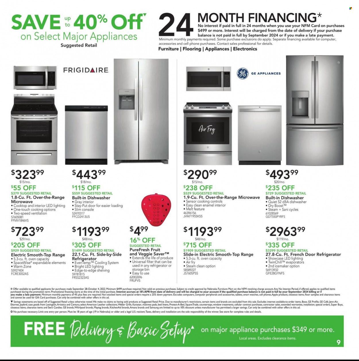 Nebraska Furniture Mart (IA, KS, NE, TX) Weekly Ad Flyer Specials September 28 to October 4, 2022