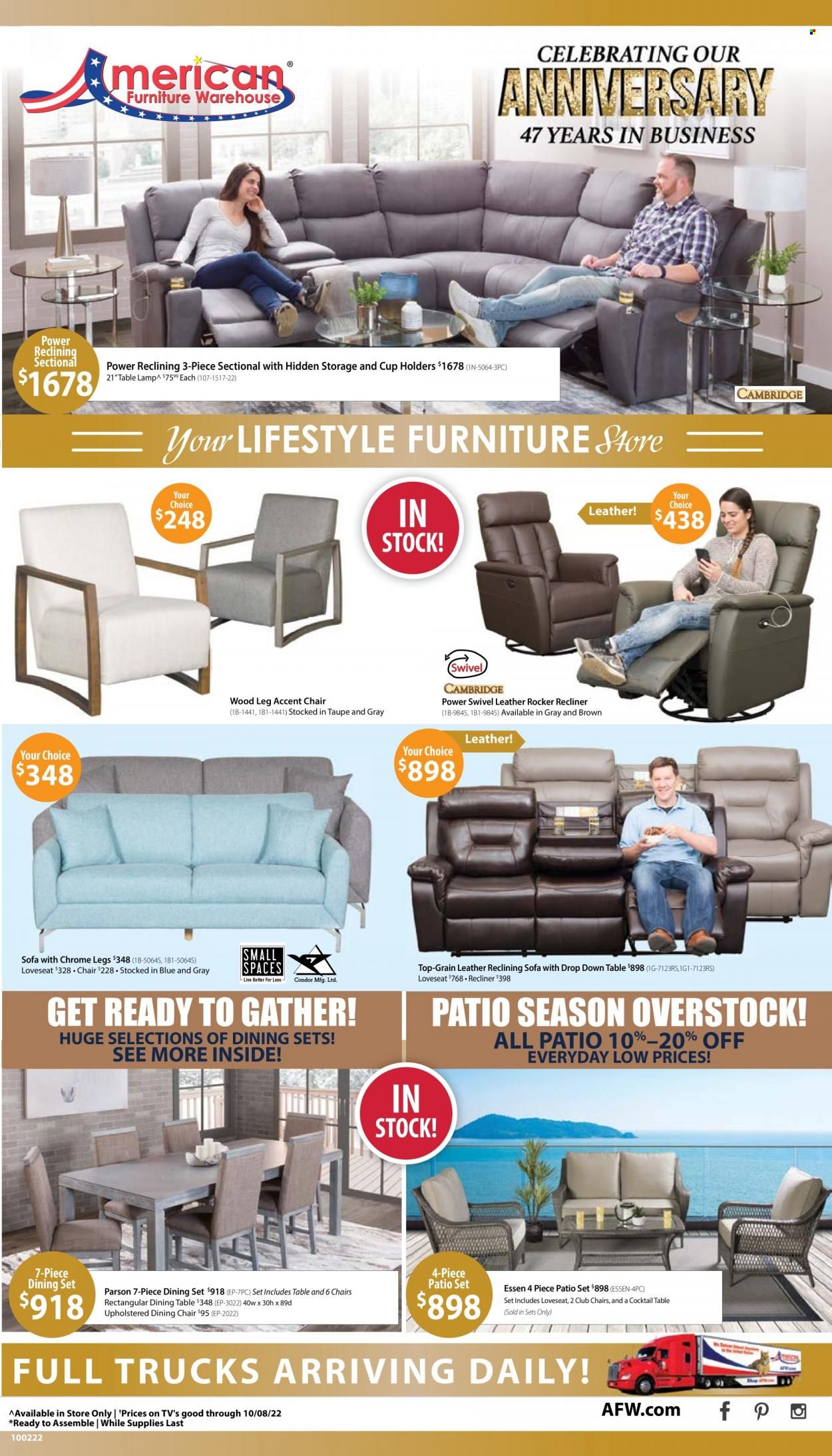 American Furniture Warehouse (AZ, CO, TX) Weekly Ad Flyer Specials October 2 to October 8, 2022