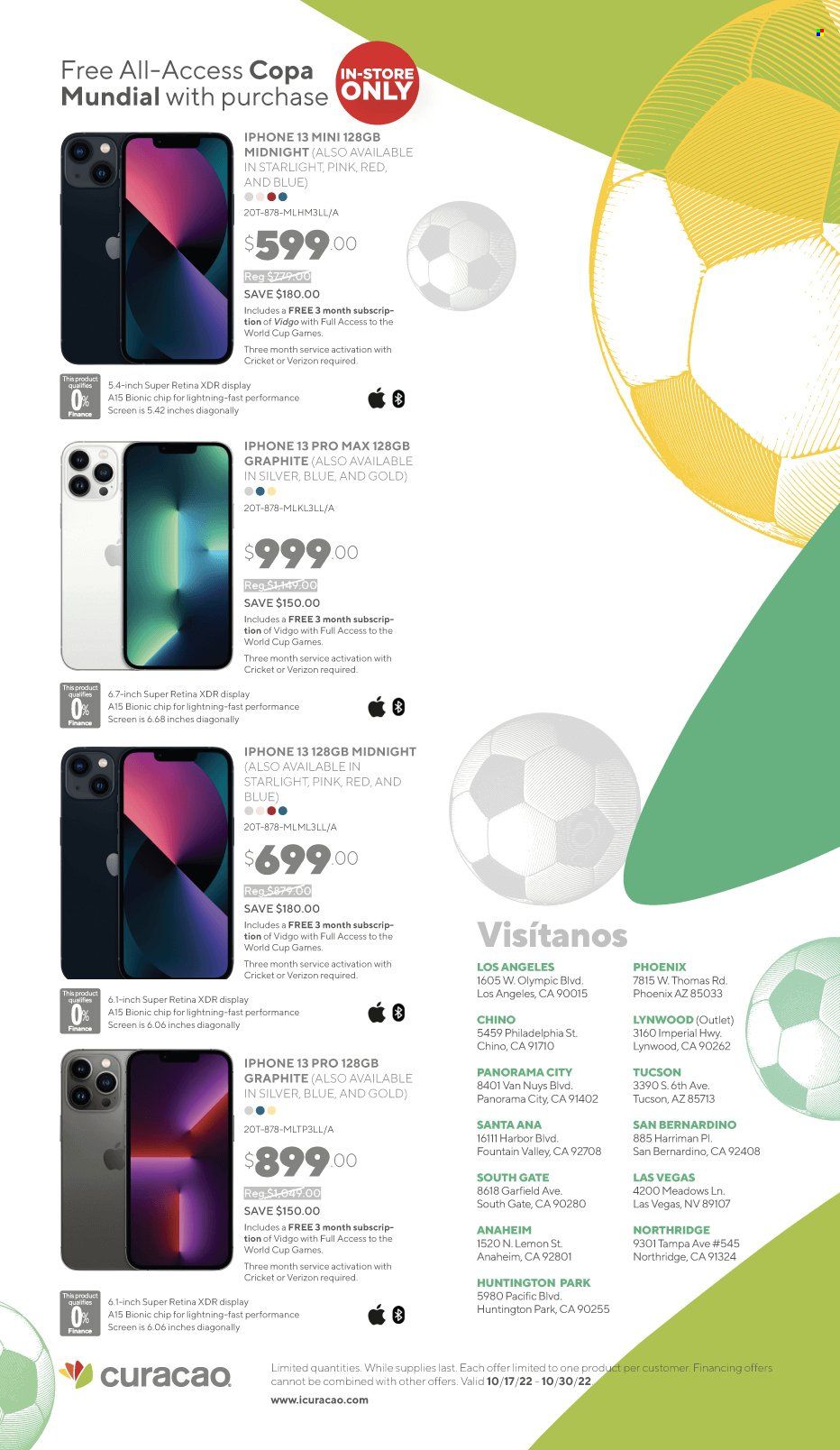Curacao (AZ, CA, NV) Weekly Ad Flyer Specials October 17 to October 30, 2022