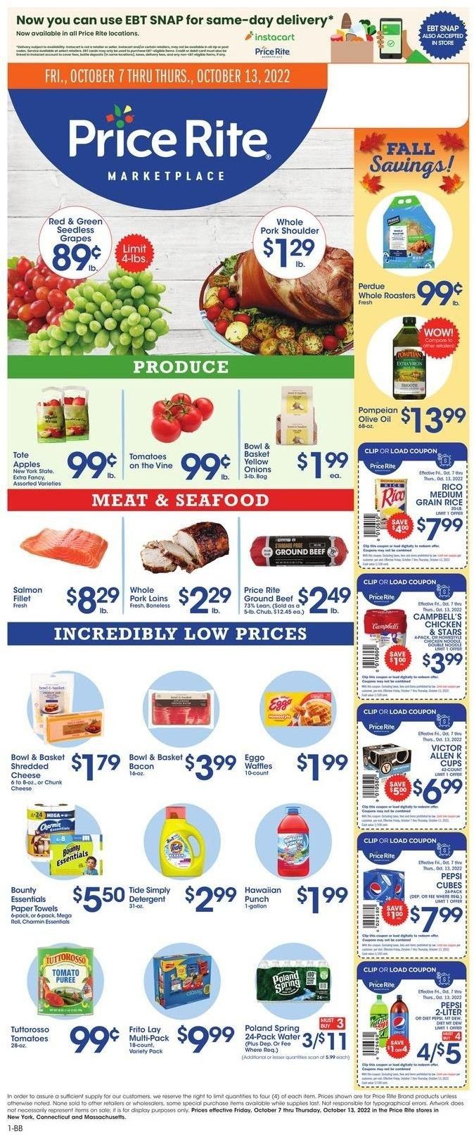 Price Rite (CT, MA, MD, NH, NJ, NY, PA, RI) Weekly Ad Flyer Specials October 7 to October 13, 2022