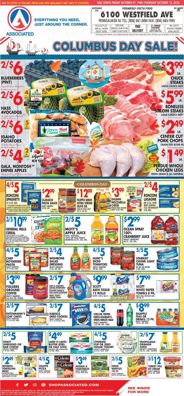 Associated Supermarkets (NY) Weekly Ad Flyer Specials October 7 to October 13, 2022