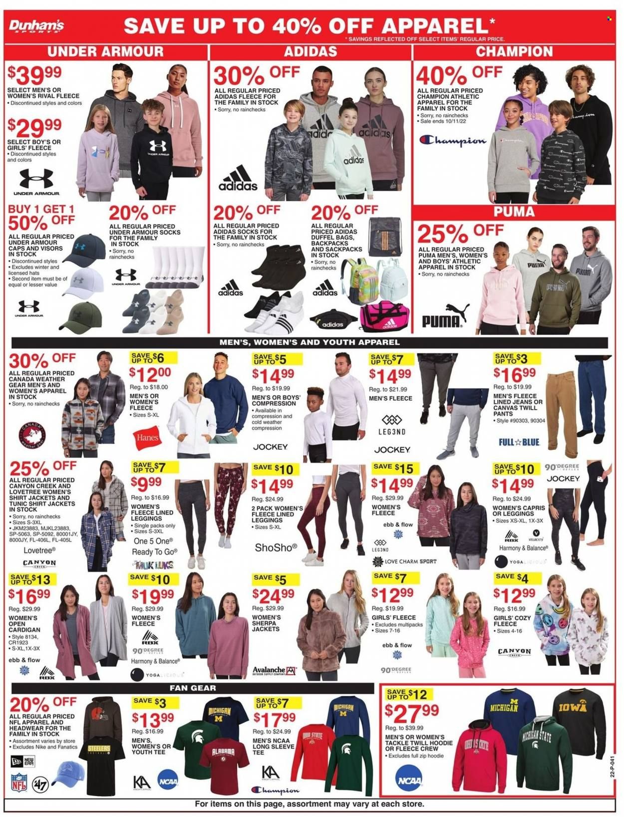 Dunham's Sports (MI, PA, WI) Weekly Ad Flyer Specials October 8 to October 13, 2022