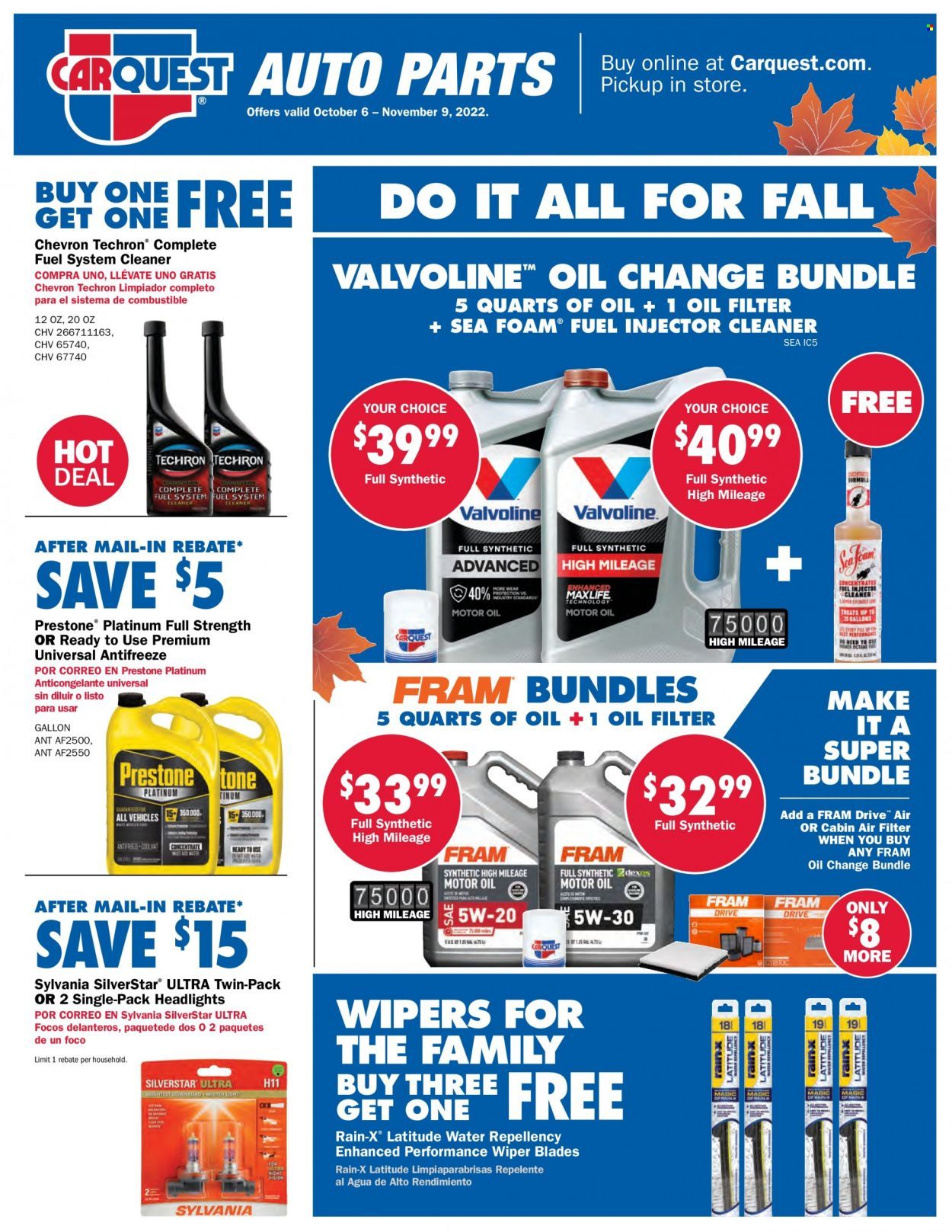 Carquest Weekly Ad Flyer Specials October 6 to November 9, 2022