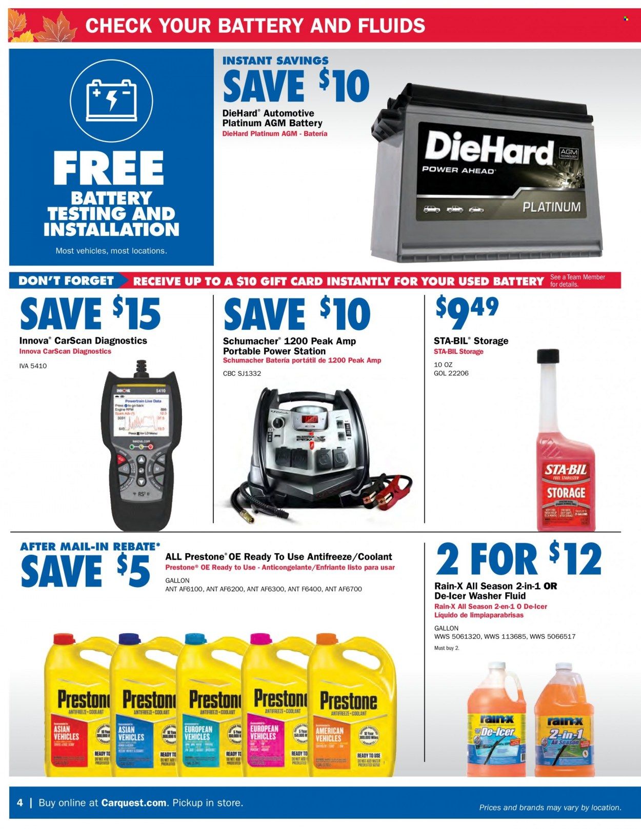 Carquest Weekly Ad Flyer Specials October 6 to November 9, 2022