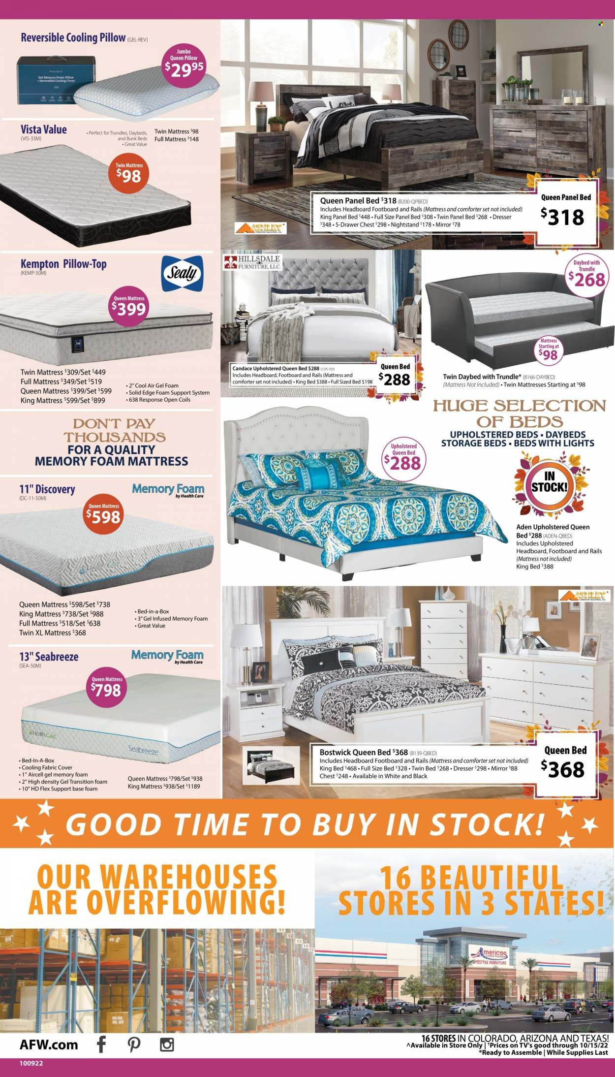 American Furniture Warehouse (AZ, CO, TX) Weekly Ad Flyer Specials October 9 to October 15, 2022