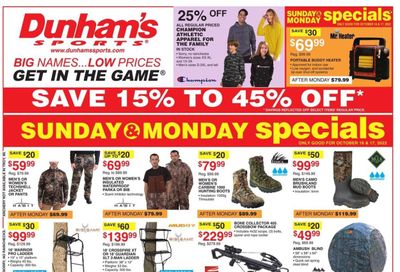 Dunham's Sports Weekly Ad Flyer Specials October 15 to October 20, 2022