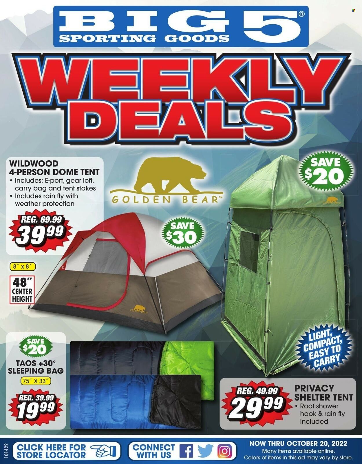 Big 5 (AZ, CA, CO, ID, NM, OR, UT, WA) Weekly Ad Flyer Specials October 14 to October 20, 2022
