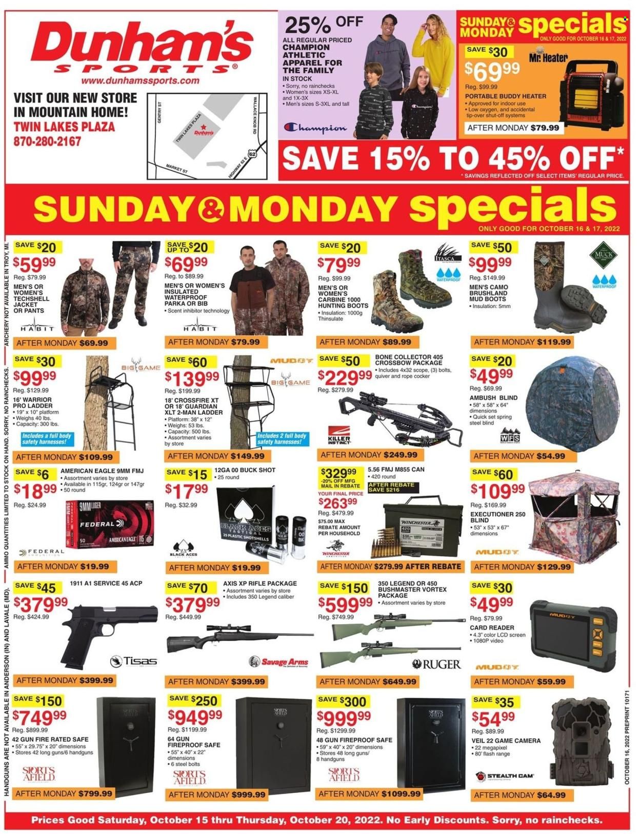 Dunham's Sports (AR) Weekly Ad Flyer Specials October 15 to October 20, 2022