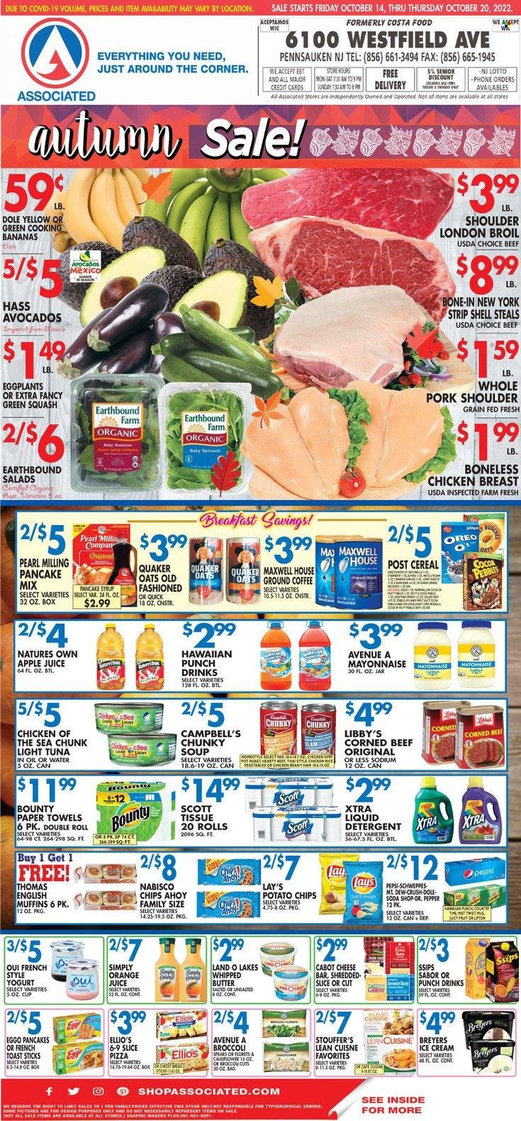 Associated Supermarkets (NY) Weekly Ad Flyer Specials October 14 to October 20, 2022