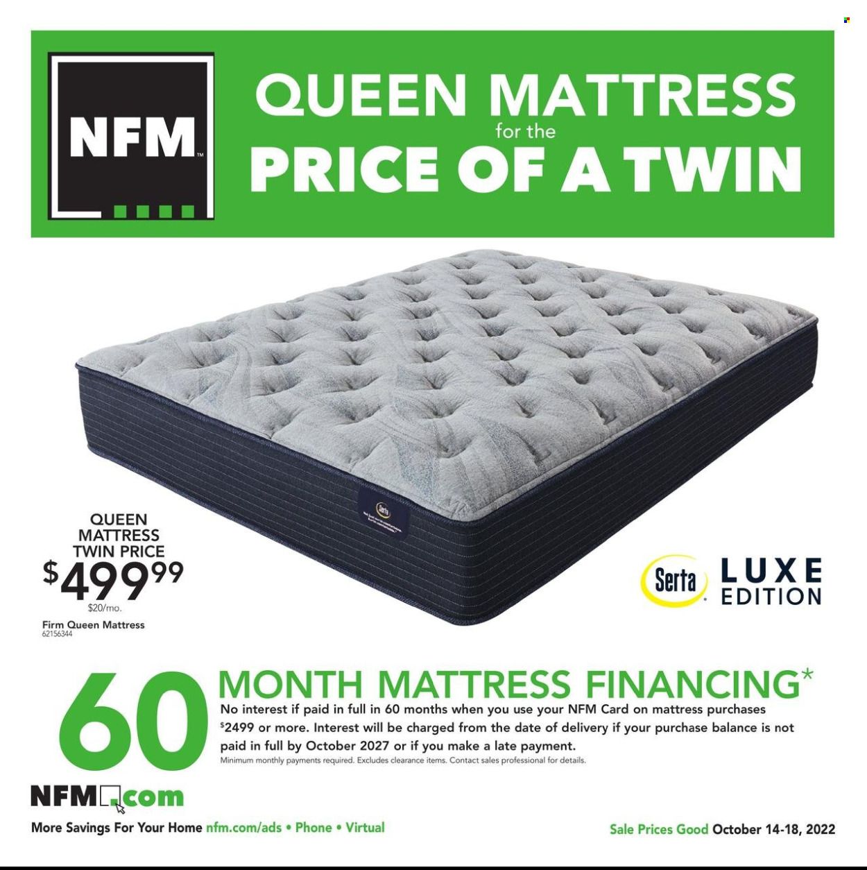 Nebraska Furniture Mart (IA, KS, NE, TX) Weekly Ad Flyer Specials October 14 to October 18, 2022