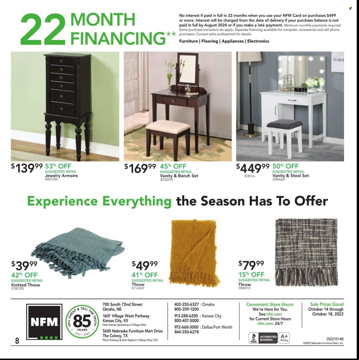 Nebraska Furniture Mart (IA, KS, NE, TX) Weekly Ad Flyer Specials October 14 to October 18, 2022