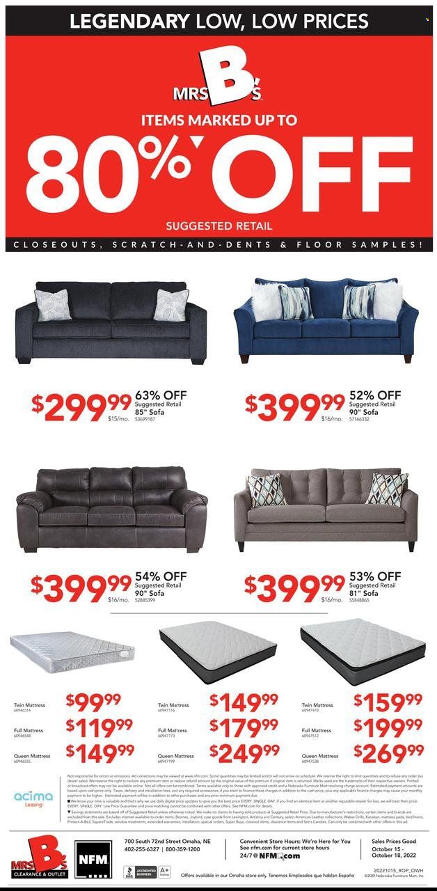 Nebraska Furniture Mart (IA, KS, NE, TX) Weekly Ad Flyer Specials October 15 to October 18, 2022