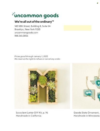 Uncommon Goods Weekly Ad Flyer Specials October 18 to January 1, 2023