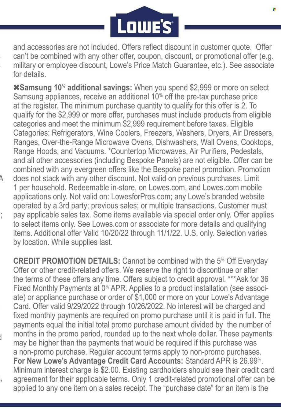 Lowe's Weekly Ad Flyer Specials October 20 to October 26, 2022