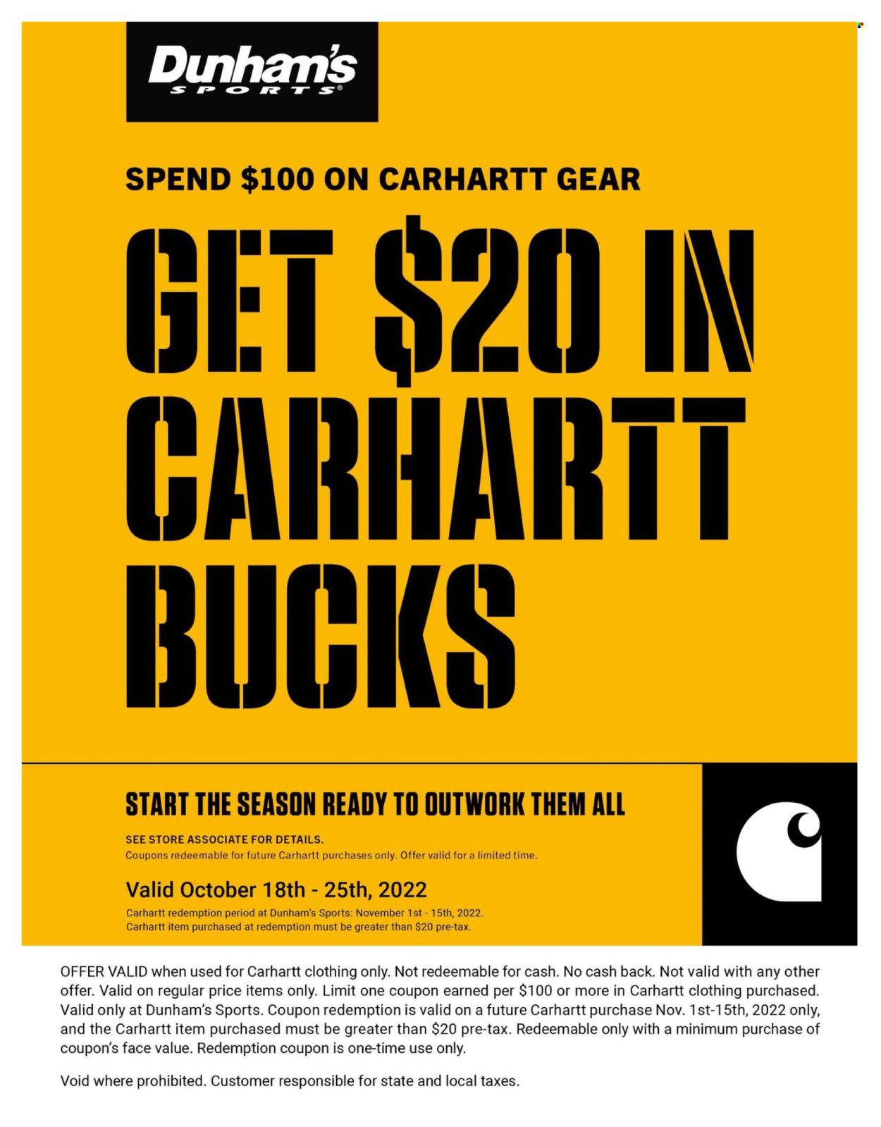 Dunham's Sports Weekly Ad Flyer Specials October 17 to December 24, 2022