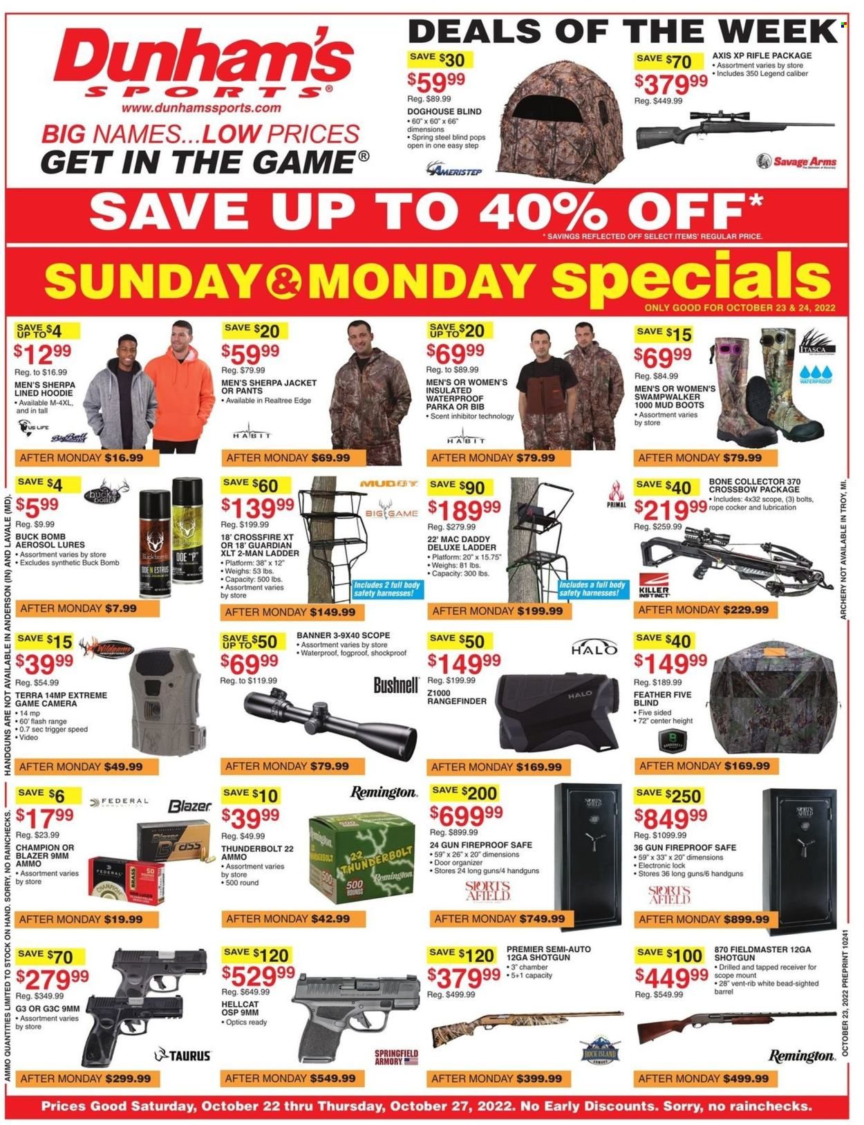 Dunham's Sports (MI, WI) Weekly Ad Flyer Specials October 22 to October 27, 2022