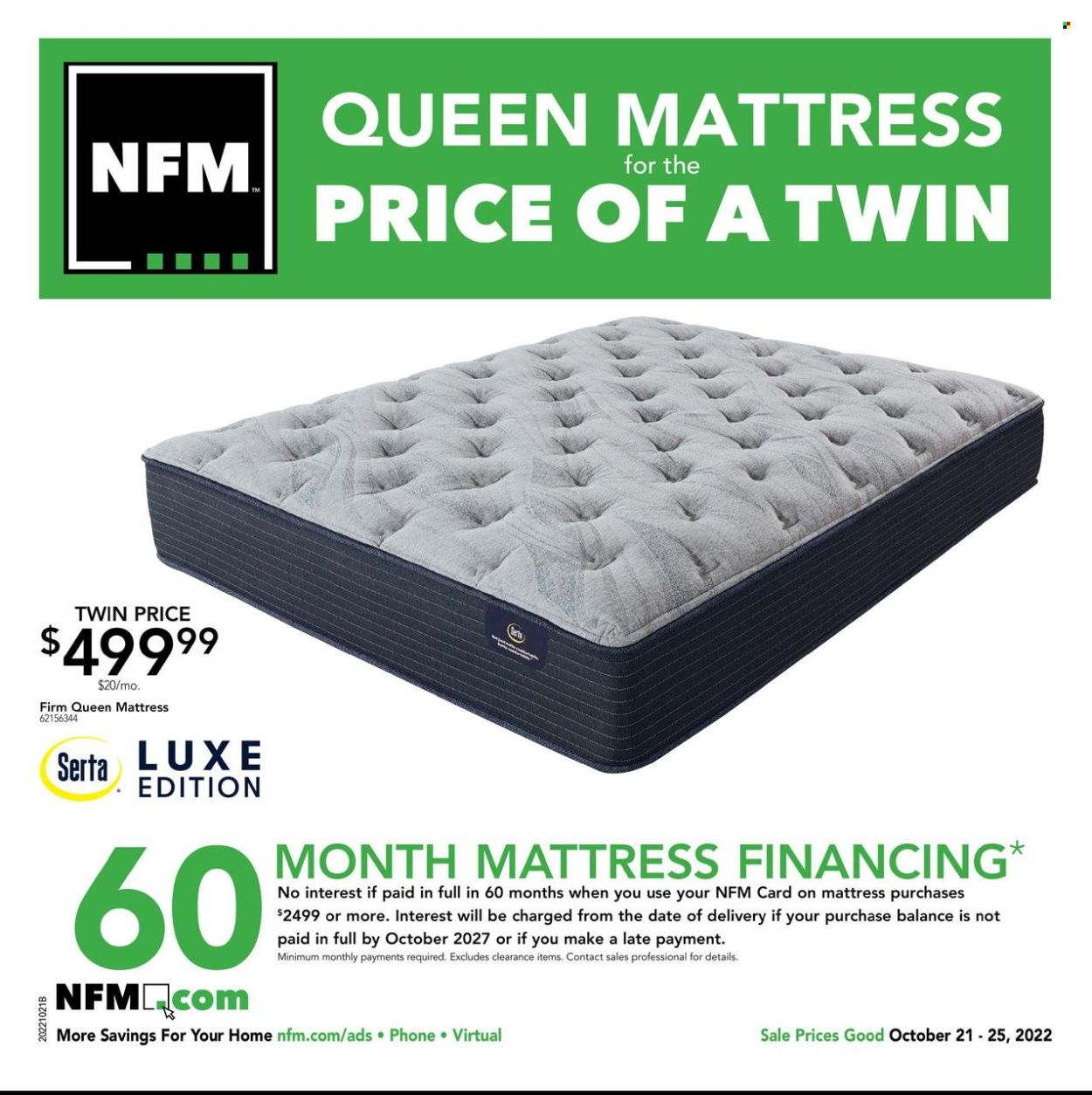Nebraska Furniture Mart (IA, KS, NE, TX) Weekly Ad Flyer Specials October 21 to October 25, 2022