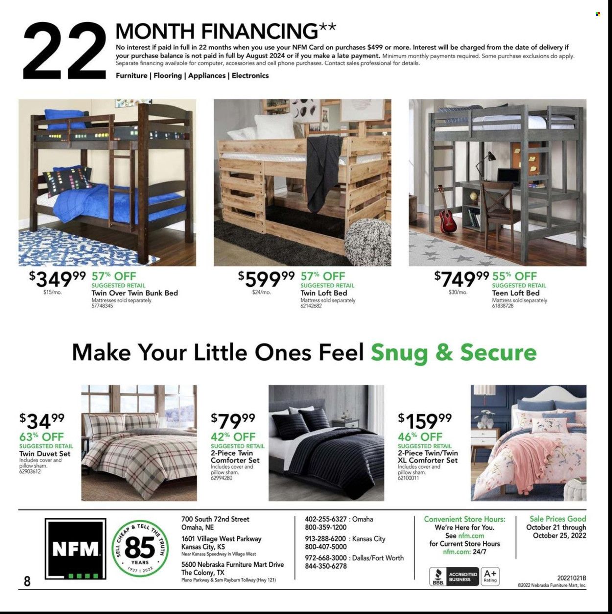 Nebraska Furniture Mart (IA, KS, NE, TX) Weekly Ad Flyer Specials October 21 to October 25, 2022