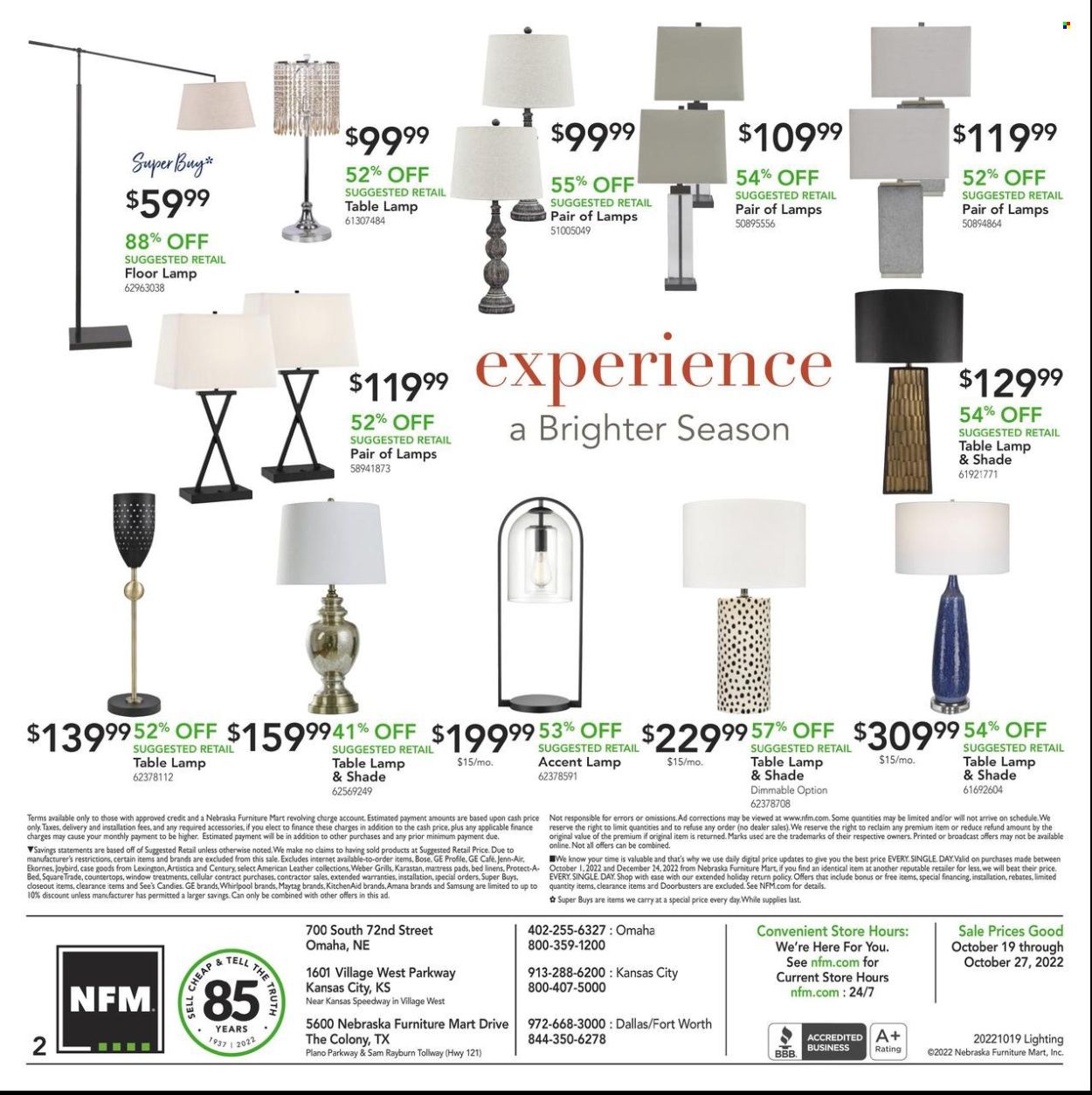 Nebraska Furniture Mart (IA, KS, NE, TX) Weekly Ad Flyer Specials October 19 to October 27, 2022