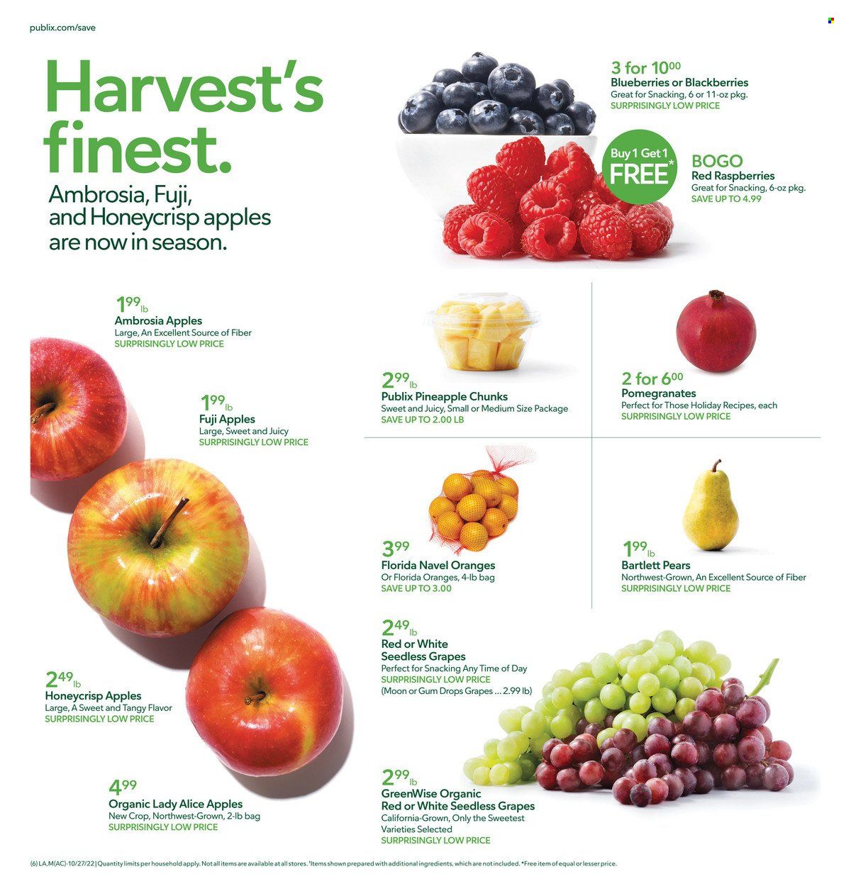 Publix (AL, FL, GA, NC, SC, TN) Weekly Ad Flyer Specials October 27 to November 2, 2022