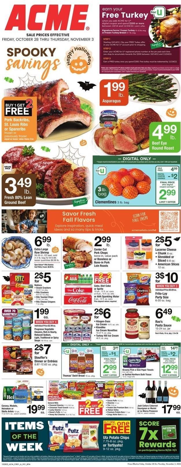 ACME (DE, NJ, NY, PA) Weekly Ad Flyer Specials October 28 to November 3, 2022